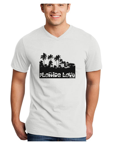 Florida Love - Palm Trees Cutout Design Adult V-Neck T-shirt by TooLoud-Mens V-Neck T-Shirt-TooLoud-White-Small-Davson Sales