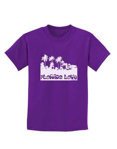 Florida Love - Palm Trees Cutout Design Childrens Dark T-Shirt by TooLoud-Childrens T-Shirt-TooLoud-Purple-X-Small-Davson Sales