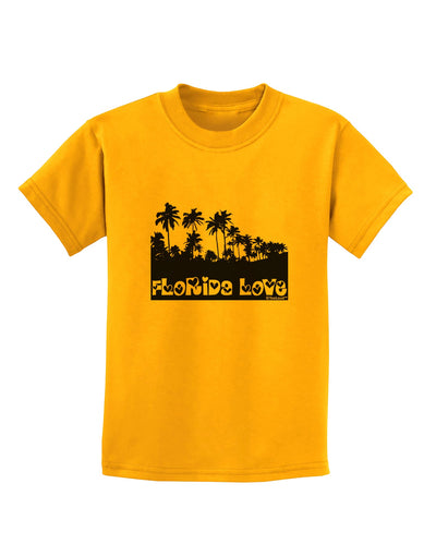 Florida Love - Palm Trees Cutout Design Childrens T-Shirt by TooLoud-Childrens T-Shirt-TooLoud-Gold-X-Small-Davson Sales