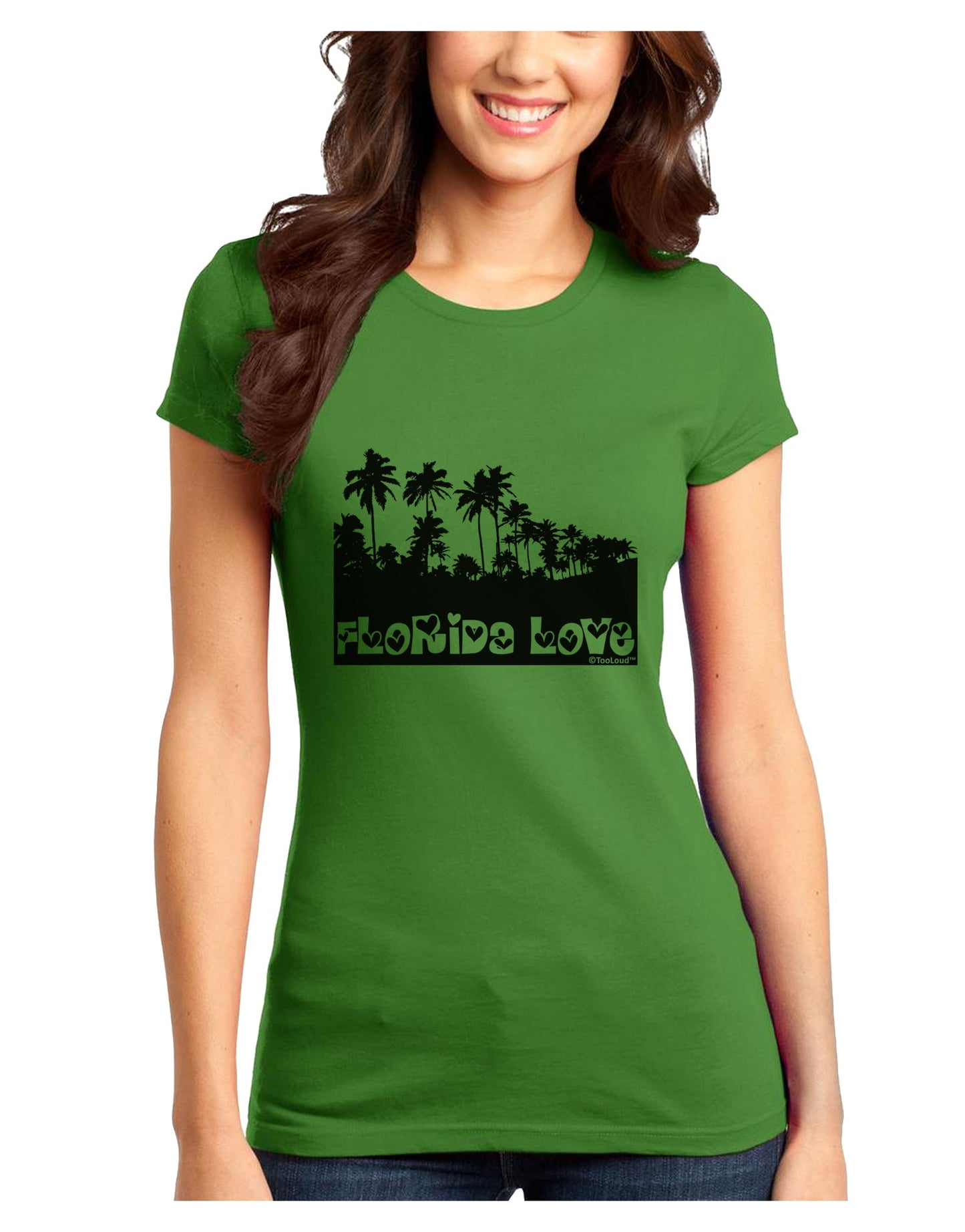 Florida Love - Palm Trees Cutout Design Juniors T-Shirt by TooLoud-Womens Juniors T-Shirt-TooLoud-Kiwi-Green-Juniors Fitted X-Small-Davson Sales