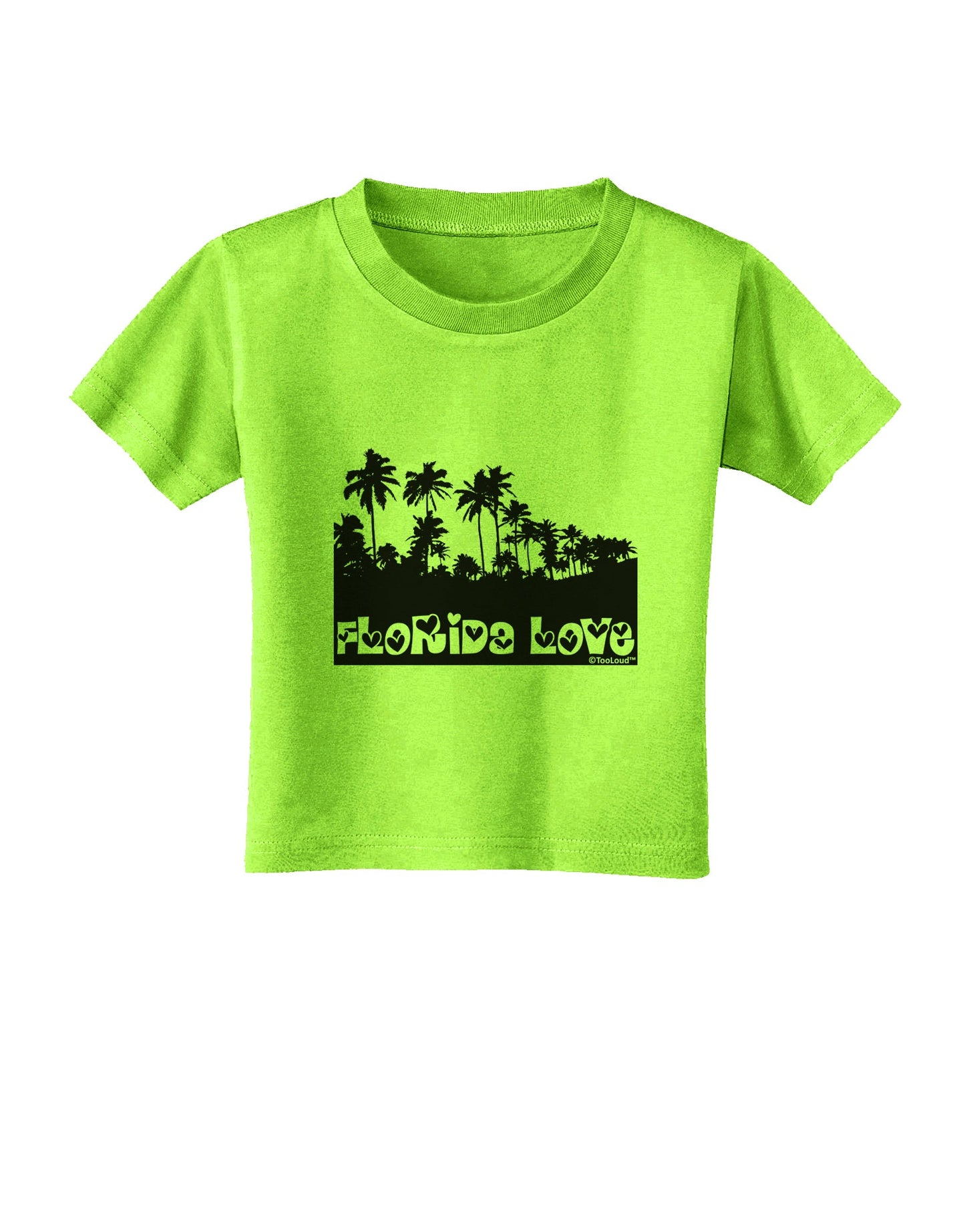 Florida Love - Palm Trees Cutout Design Toddler T-Shirt by TooLoud-Toddler T-Shirt-TooLoud-Lime-Green-2T-Davson Sales