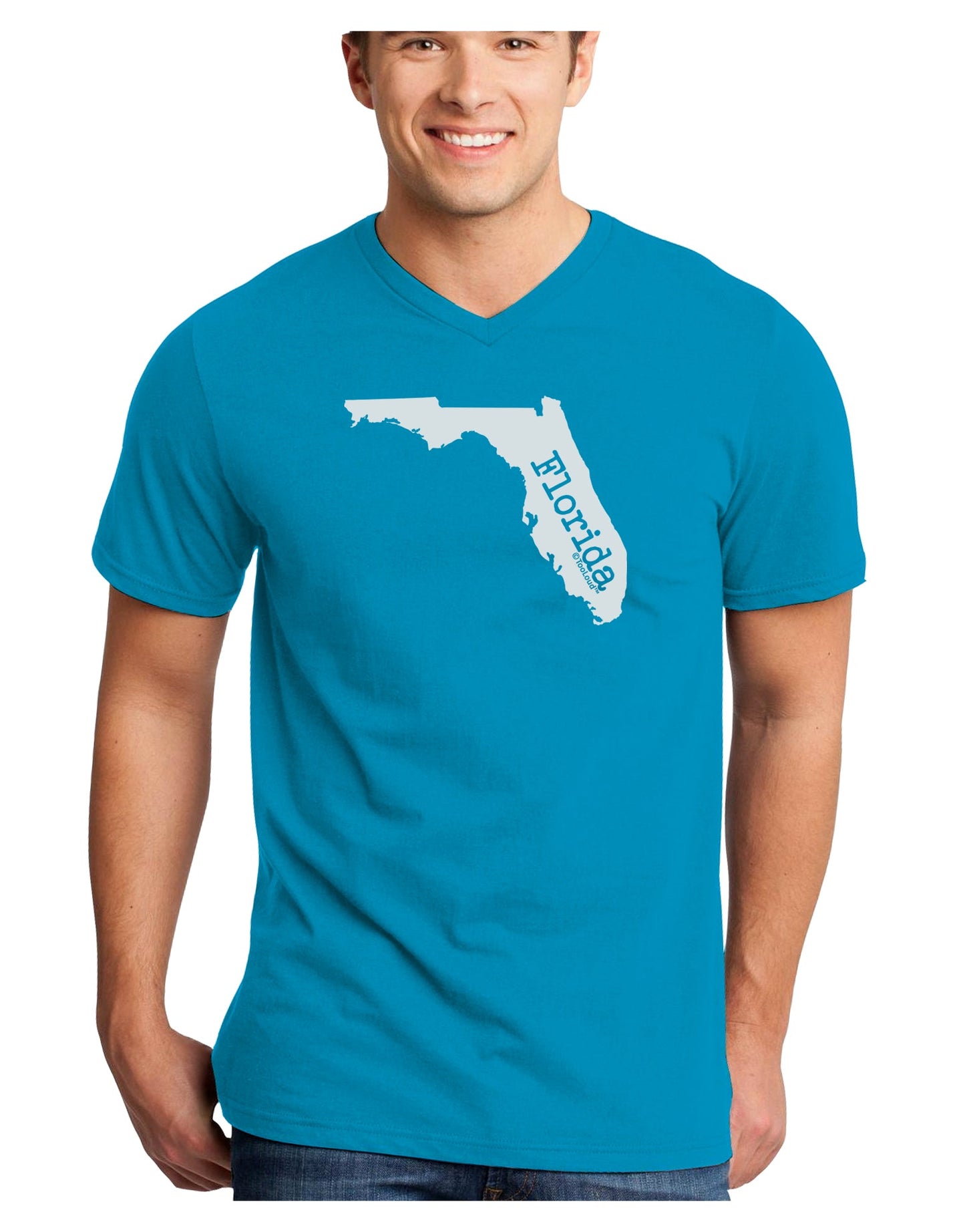 Florida - United States Shape Adult Dark V-Neck T-Shirt by TooLoud-Mens V-Neck T-Shirt-TooLoud-Turquoise-Small-Davson Sales