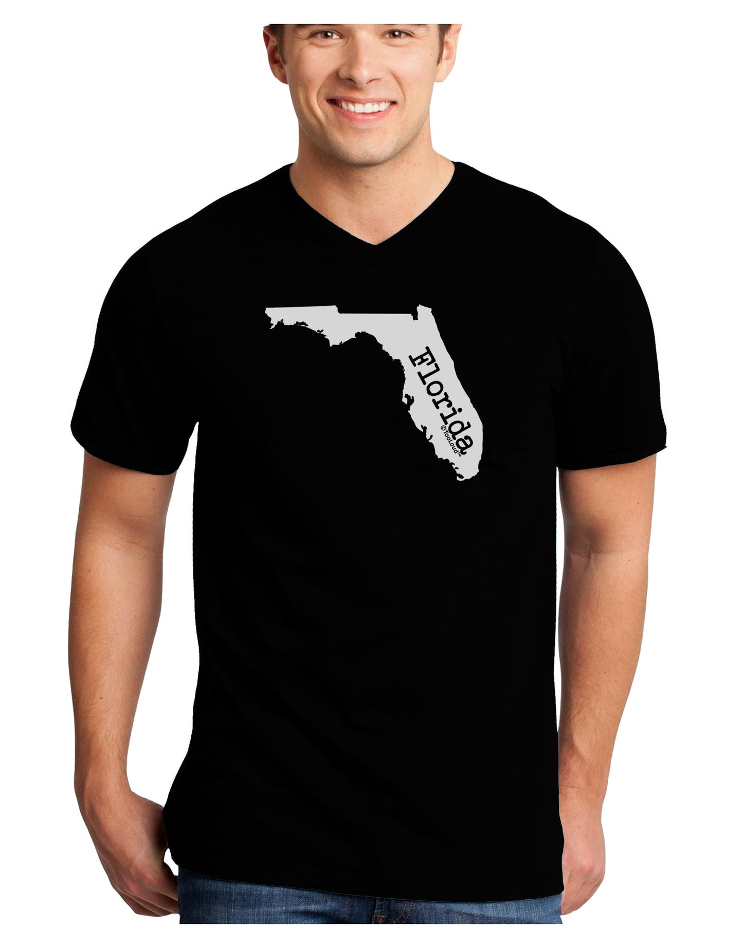 Florida - United States Shape Adult Dark V-Neck T-Shirt by TooLoud-Mens V-Neck T-Shirt-TooLoud-Black-Small-Davson Sales