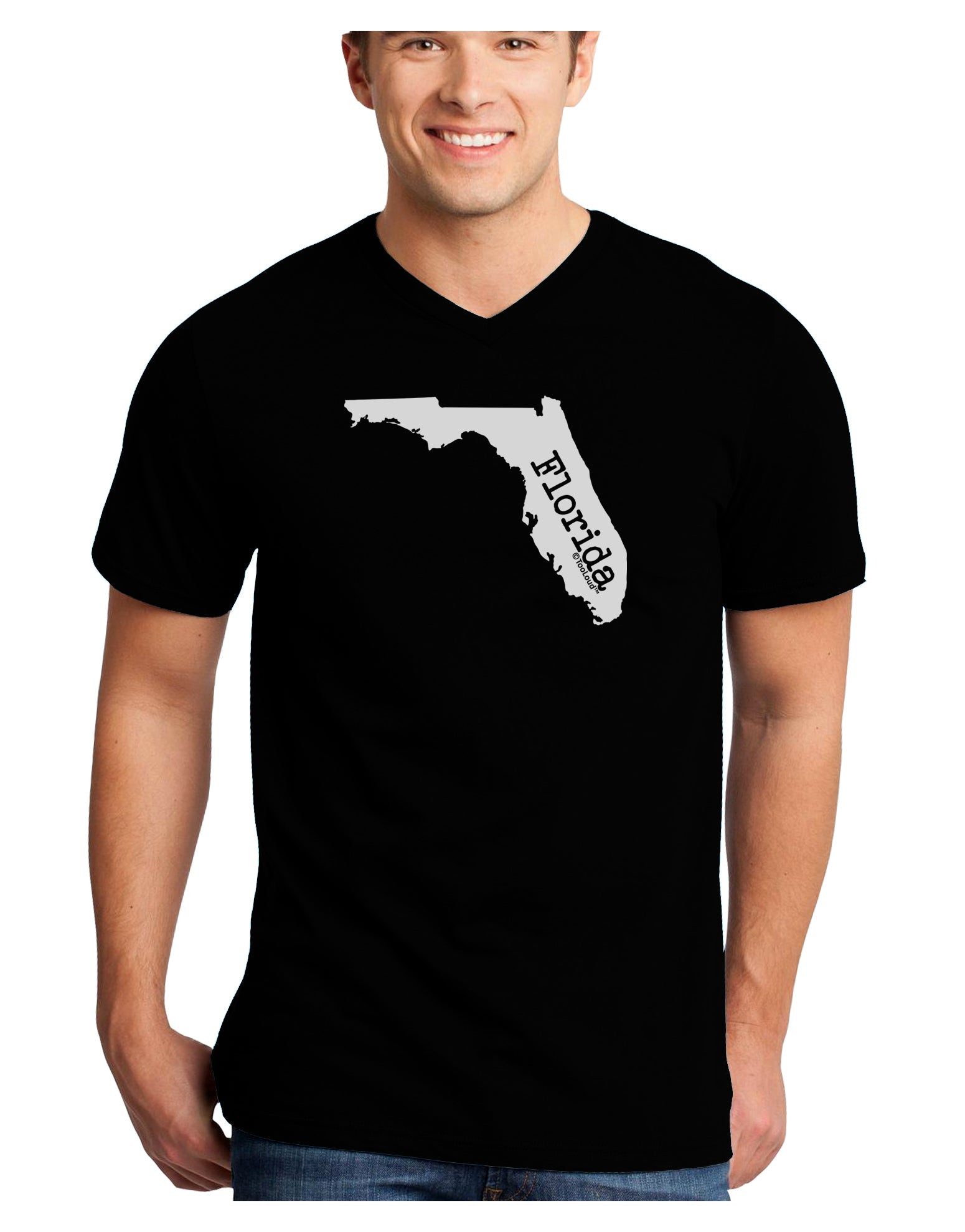 Florida - United States Shape Adult Dark V-Neck T-Shirt by TooLoud-Mens V-Neck T-Shirt-TooLoud-Black-Small-Davson Sales