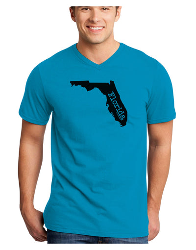 Florida - United States Shape Adult V-Neck T-shirt by TooLoud-Mens V-Neck T-Shirt-TooLoud-Turquoise-Small-Davson Sales