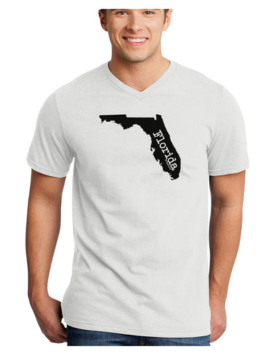 Florida - United States Shape Adult V-Neck T-shirt by TooLoud-Mens V-Neck T-Shirt-TooLoud-White-Small-Davson Sales