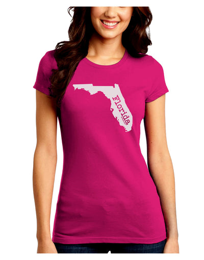 Florida - United States Shape Juniors Crew Dark T-Shirt by TooLoud-T-Shirts Juniors Tops-TooLoud-Hot-Pink-Juniors Fitted Small-Davson Sales