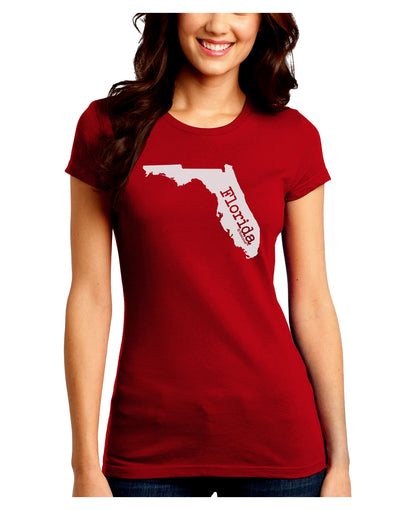 Florida - United States Shape Juniors Crew Dark T-Shirt by TooLoud-T-Shirts Juniors Tops-TooLoud-Red-Juniors Fitted Small-Davson Sales