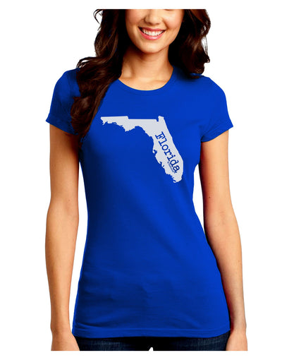 Florida - United States Shape Juniors Crew Dark T-Shirt by TooLoud-T-Shirts Juniors Tops-TooLoud-Royal-Blue-Juniors Fitted Small-Davson Sales