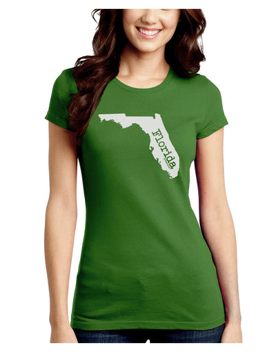 Florida - United States Shape Juniors Crew Dark T-Shirt by TooLoud-T-Shirts Juniors Tops-TooLoud-Kiwi-Green-Juniors Fitted X-Small-Davson Sales