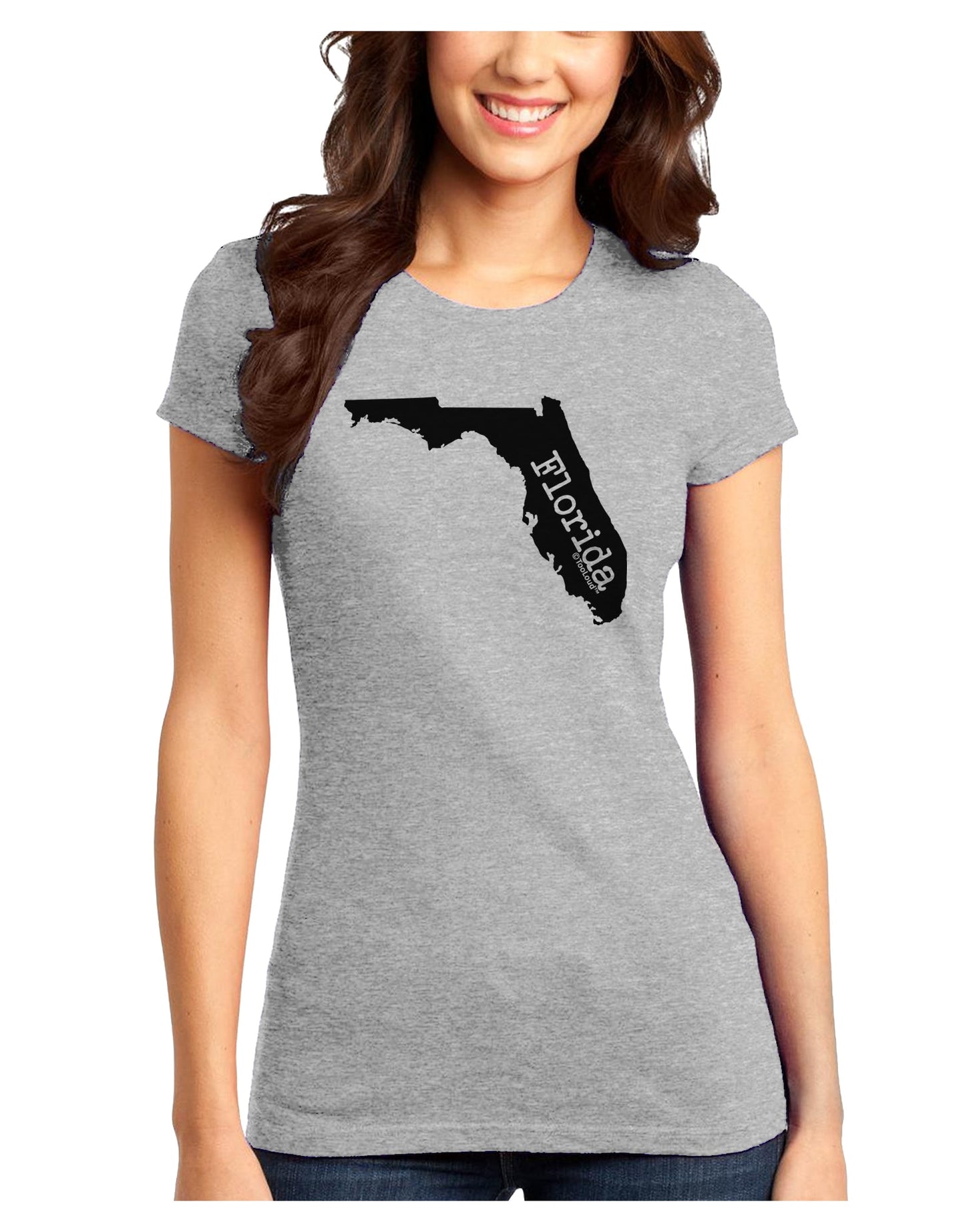 Florida - United States Shape Juniors T-Shirt by TooLoud-Womens Juniors T-Shirt-TooLoud-Ash-Gray-Juniors Fitted X-Small-Davson Sales