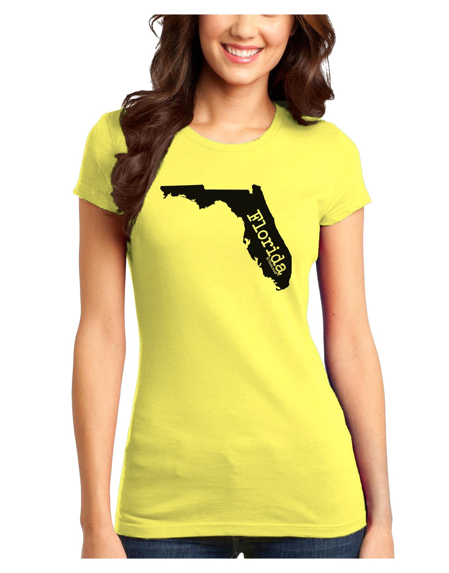 Florida - United States Shape Juniors T-Shirt by TooLoud-Womens Juniors T-Shirt-TooLoud-Yellow-Juniors Fitted X-Small-Davson Sales