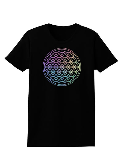 Flower of Life Circle Womens Dark T-Shirt-TooLoud-Black-X-Small-Davson Sales