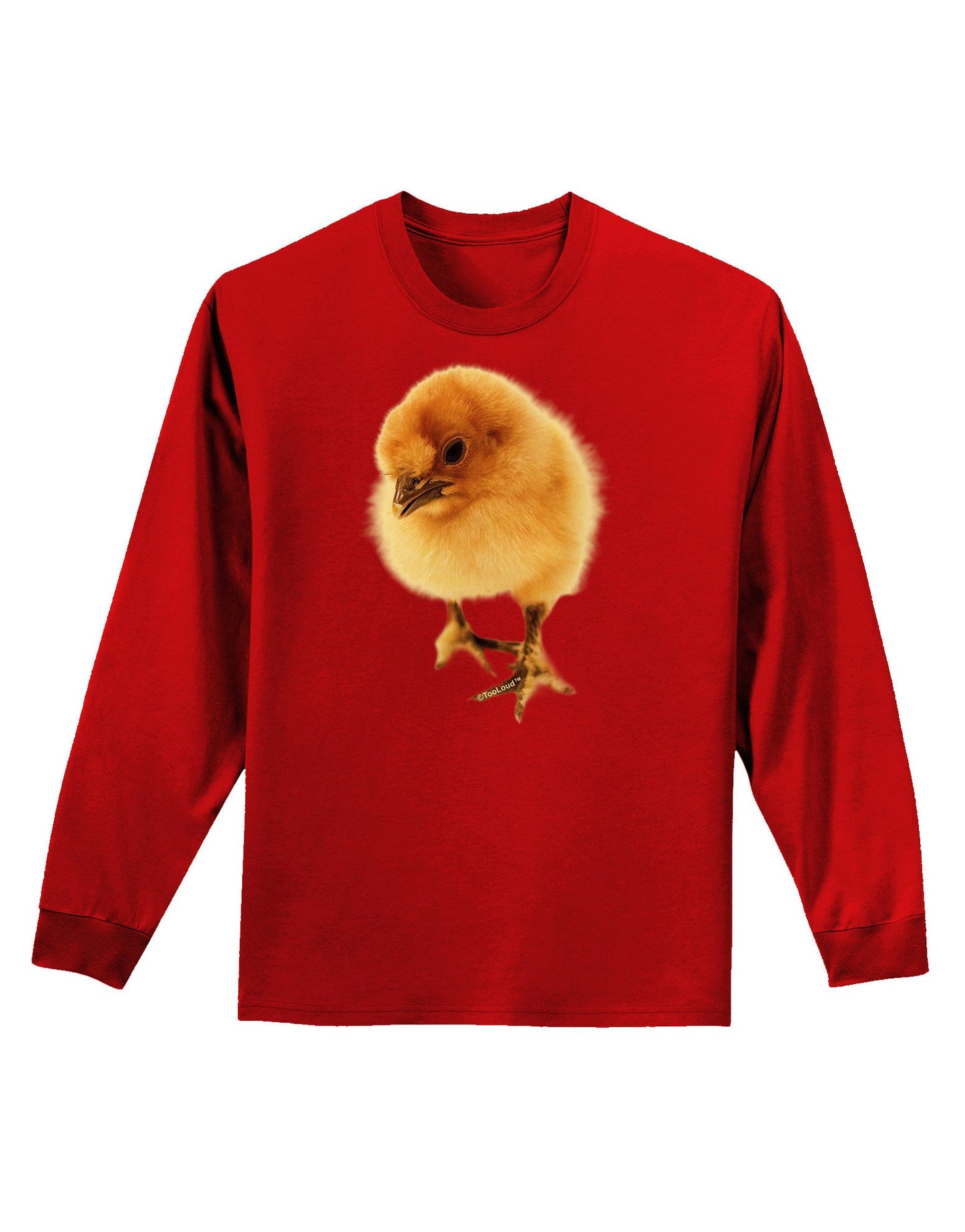 Fluffy Chick Adult Long Sleeve Dark T-Shirt-TooLoud-Red-Small-Davson Sales