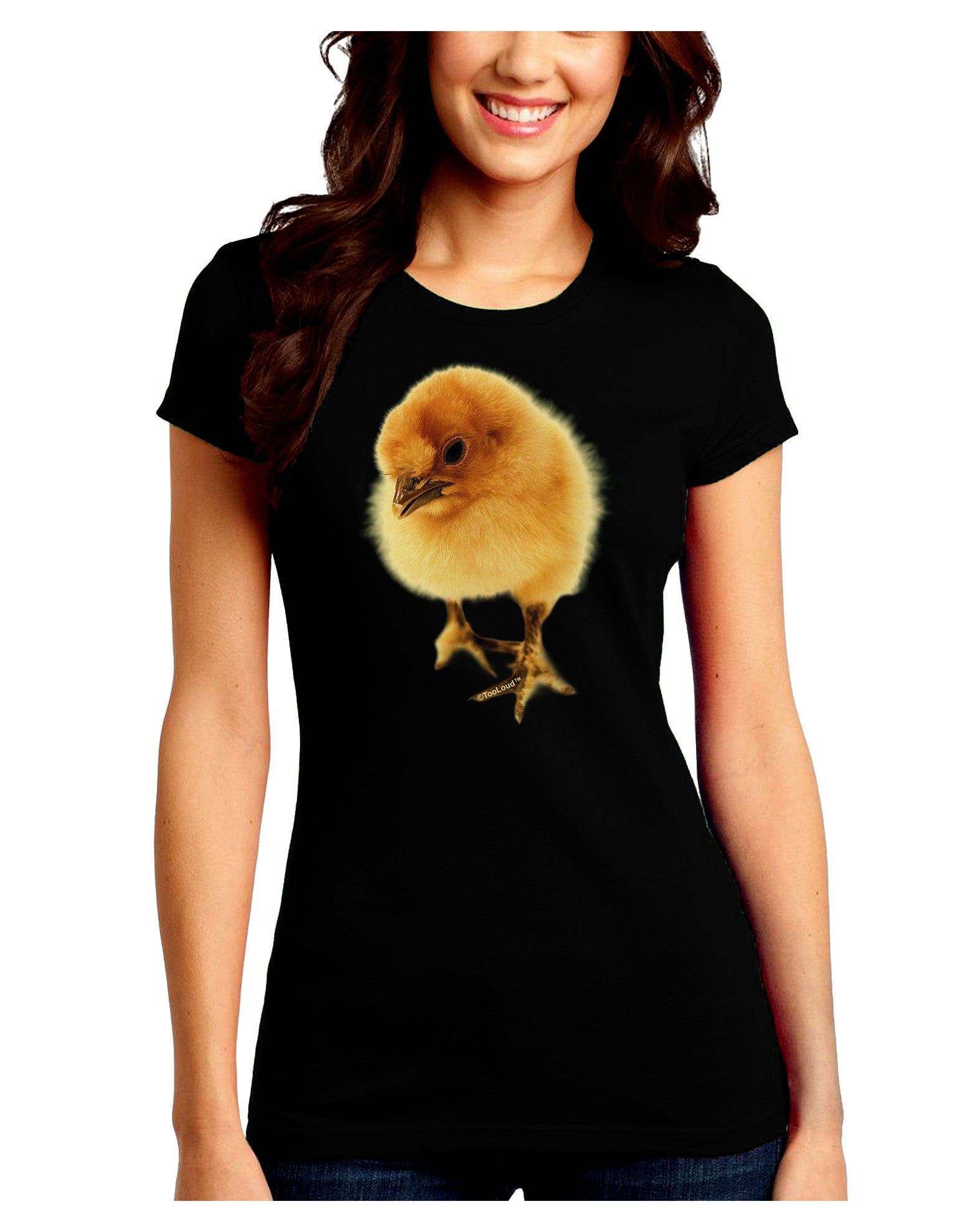 Fluffy Chick Juniors Petite Crew Dark T-Shirt-T-Shirts Juniors Tops-TooLoud-Black-Juniors Fitted Small-Davson Sales