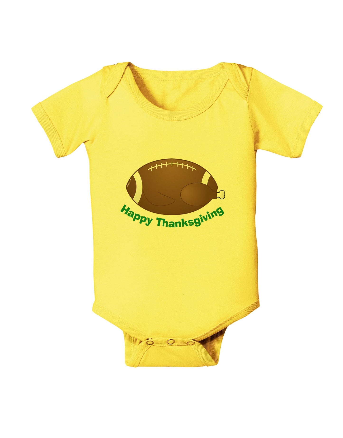 Football Turkey Happy Thanksgiving Baby Romper Bodysuit-Baby Romper-TooLoud-Yellow-06-Months-Davson Sales