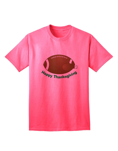 Football Turkey Happy Thanksgiving - Premium Adult T-Shirt for Holiday Celebrations-Mens T-shirts-TooLoud-Neon-Pink-Small-Davson Sales