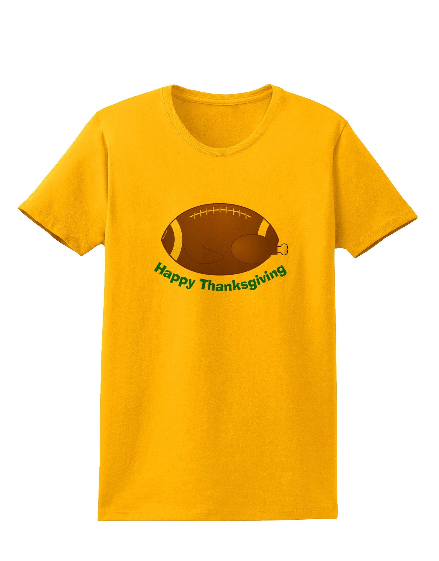 Football Turkey Happy Thanksgiving Womens T-Shirt-Womens T-Shirt-TooLoud-Gold-X-Small-Davson Sales