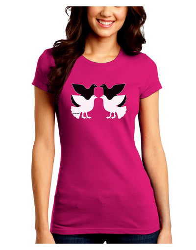 Four Calling Birds Juniors Crew Dark T-Shirt-T-Shirts Juniors Tops-TooLoud-Hot-Pink-Juniors Fitted Small-Davson Sales