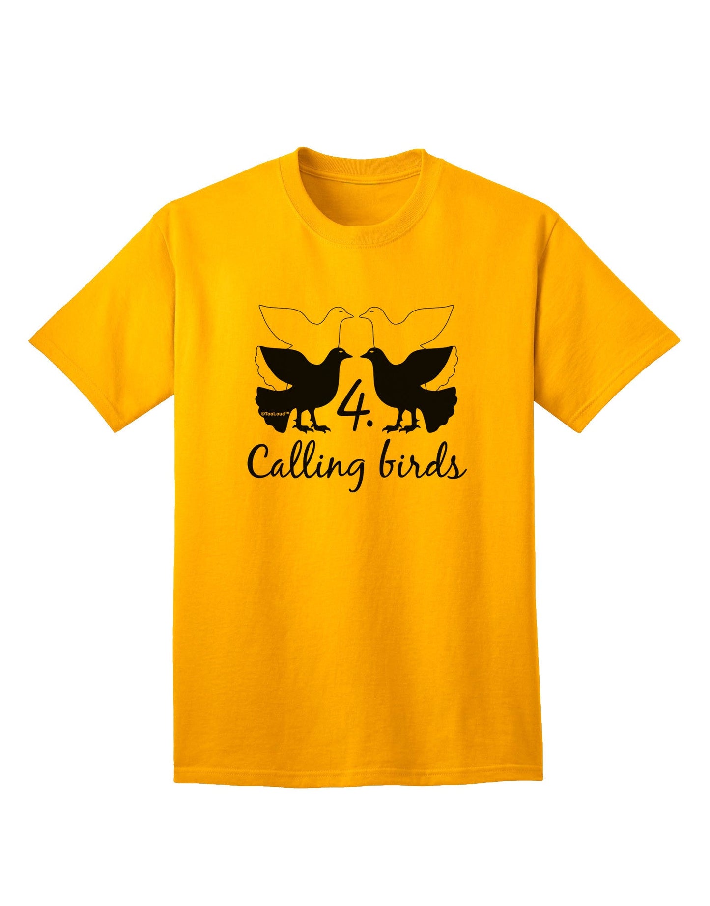 Four Calling Birds Premium Adult T-Shirt Collection-Mens T-shirts-TooLoud-Gold-Small-Davson Sales