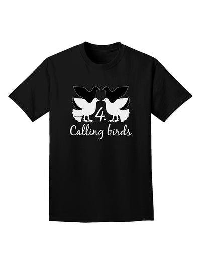 Four Calling Birds Text Adult Dark T-Shirt-Mens T-Shirt-TooLoud-Black-Small-Davson Sales