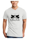 Four Calling Birds Text Adult V-Neck T-shirt-Mens V-Neck T-Shirt-TooLoud-White-Small-Davson Sales