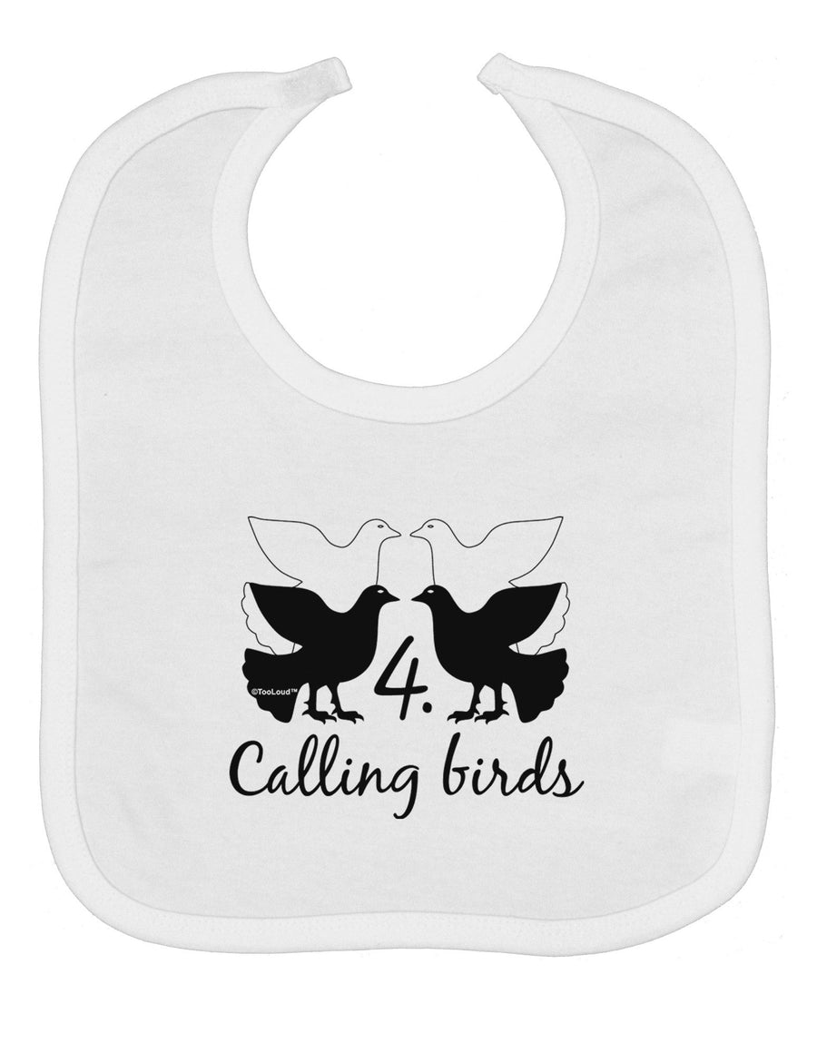 Four Calling Birds Text Baby Bib