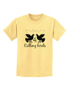 Four Calling Birds Text Childrens T-Shirt-Childrens T-Shirt-TooLoud-Daffodil-Yellow-X-Small-Davson Sales