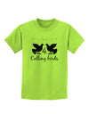 Four Calling Birds Text Childrens T-Shirt-Childrens T-Shirt-TooLoud-Lime-Green-X-Small-Davson Sales