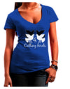 Four Calling Birds Text Juniors V-Neck Dark T-Shirt-Womens V-Neck T-Shirts-TooLoud-Royal-Blue-Juniors Fitted Small-Davson Sales