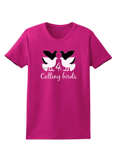 Four Calling Birds Text Womens Dark T-Shirt-TooLoud-Hot-Pink-Small-Davson Sales