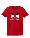 Four Calling Birds Text Womens Dark T-Shirt-TooLoud-Red-X-Small-Davson Sales