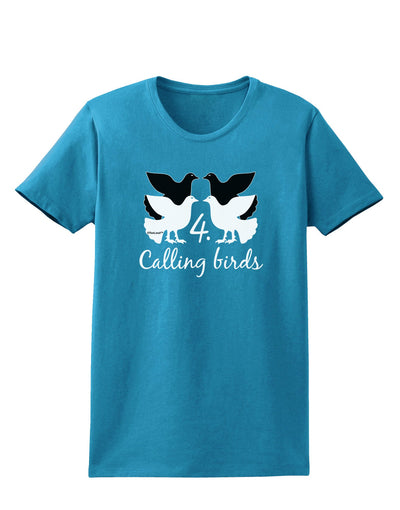 Four Calling Birds Text Womens Dark T-Shirt-TooLoud-Turquoise-X-Small-Davson Sales