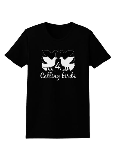 Four Calling Birds Text Womens Dark T-Shirt-TooLoud-Black-X-Small-Davson Sales