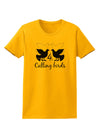 Four Calling Birds Text Womens T-Shirt-Womens T-Shirt-TooLoud-Gold-X-Small-Davson Sales