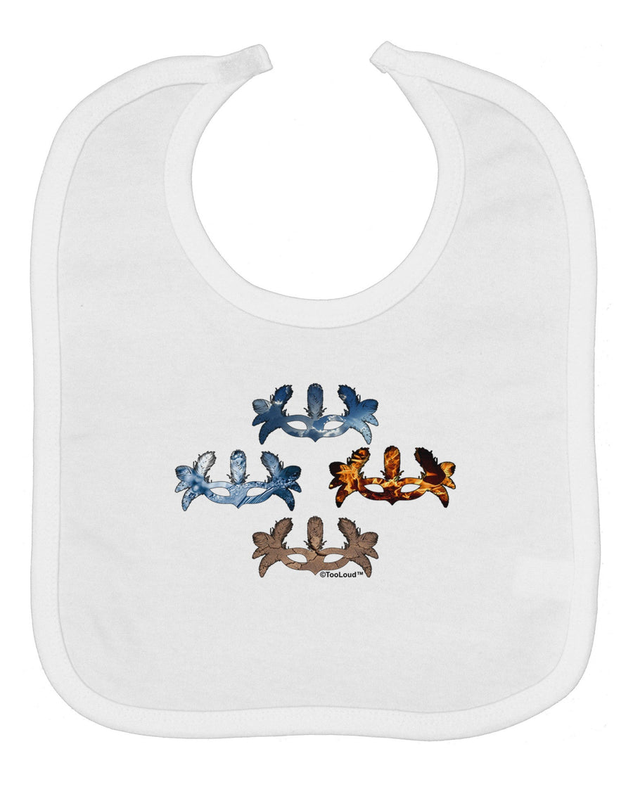 Four Elemental Masquerade Masks Baby Bib by TooLoud