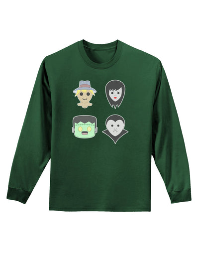 Four Lil Monsters - Halloween Design Adult Long Sleeve Dark T-Shirt-TooLoud-Dark-Green-Small-Davson Sales