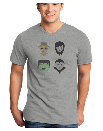 Four Lil Monsters - Halloween Design Adult V-Neck T-shirt-Mens V-Neck T-Shirt-TooLoud-HeatherGray-Small-Davson Sales