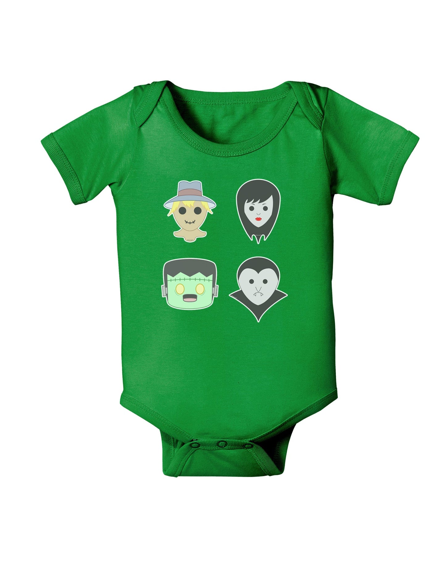Four Lil Monsters - Halloween Design Baby Romper Bodysuit Dark-Baby Romper-TooLoud-Clover-Green-06-Months-Davson Sales