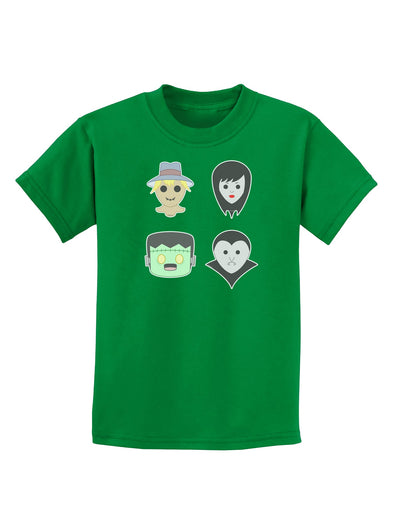 Four Lil Monsters - Halloween Design Childrens Dark T-Shirt-Childrens T-Shirt-TooLoud-Kelly-Green-X-Small-Davson Sales