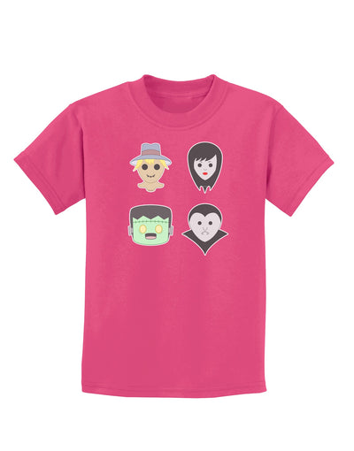 Four Lil Monsters - Halloween Design Childrens Dark T-Shirt-Childrens T-Shirt-TooLoud-Sangria-X-Small-Davson Sales