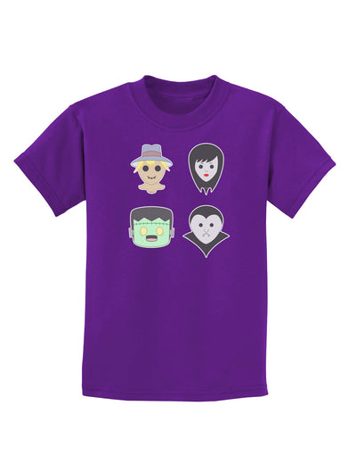 Four Lil Monsters - Halloween Design Childrens Dark T-Shirt-Childrens T-Shirt-TooLoud-Purple-X-Small-Davson Sales