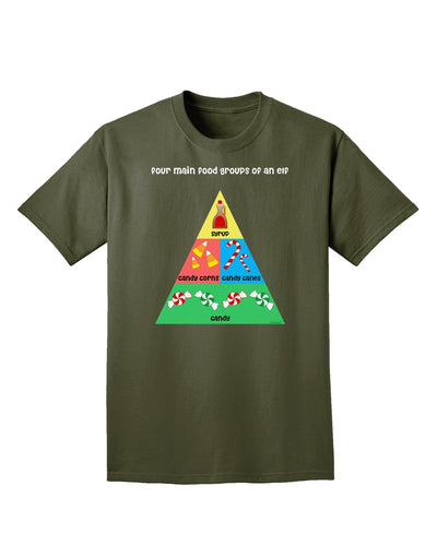 Four Main Food Groups of an Elf - Christmas Adult Dark T-Shirt-Mens T-Shirt-TooLoud-Military-Green-Small-Davson Sales