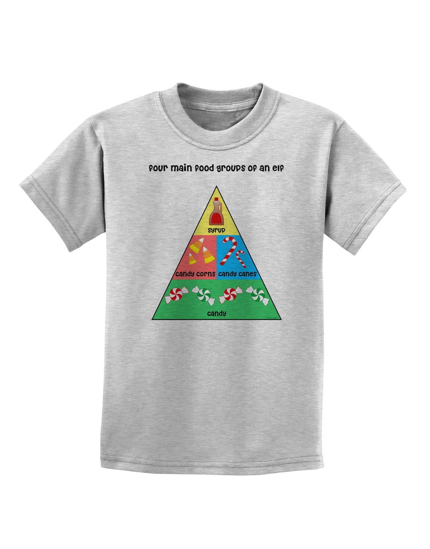 Four Main Food Groups of an Elf - Christmas Childrens T-Shirt-Childrens T-Shirt-TooLoud-AshGray-X-Small-Davson Sales