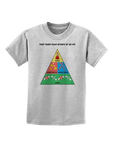 Four Main Food Groups of an Elf - Christmas Childrens T-Shirt-Childrens T-Shirt-TooLoud-AshGray-X-Small-Davson Sales