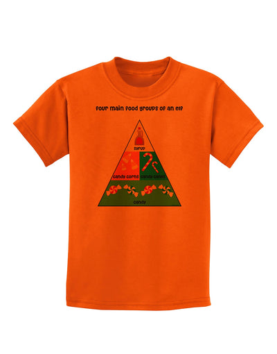 Four Main Food Groups of an Elf - Christmas Childrens T-Shirt-Childrens T-Shirt-TooLoud-Orange-X-Small-Davson Sales