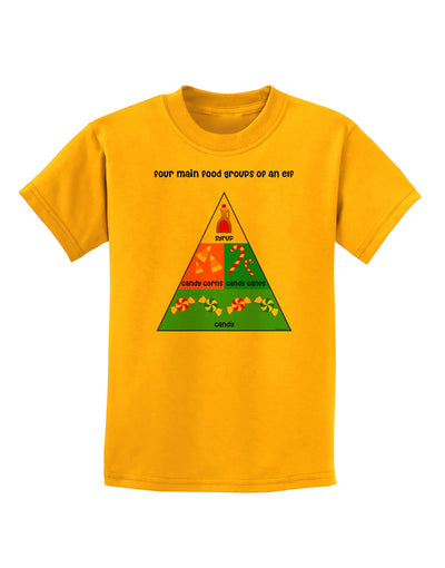 Four Main Food Groups of an Elf - Christmas Childrens T-Shirt-Childrens T-Shirt-TooLoud-Gold-X-Small-Davson Sales