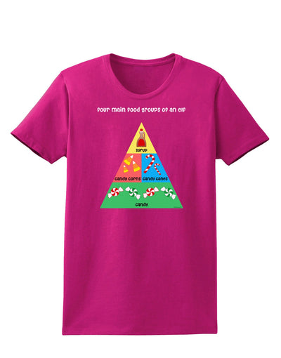 Four Main Food Groups of an Elf - Christmas Womens Dark T-Shirt-TooLoud-Hot-Pink-Small-Davson Sales