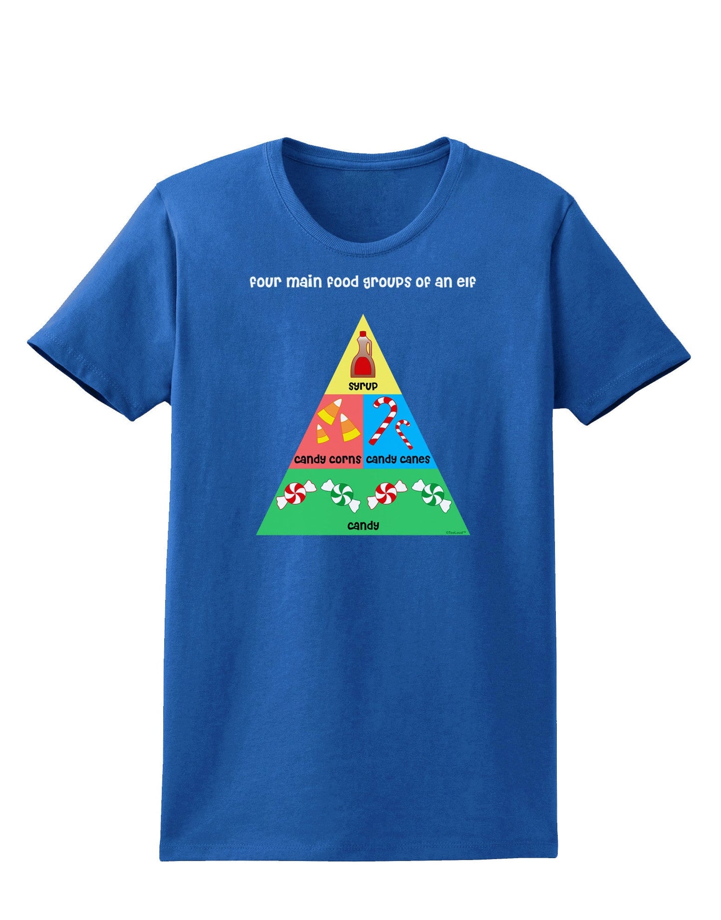 Four Main Food Groups of an Elf - Christmas Womens Dark T-Shirt-TooLoud-Royal-Blue-X-Small-Davson Sales