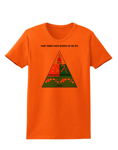 Four Main Food Groups of an Elf - Christmas Womens T-Shirt-Womens T-Shirt-TooLoud-Orange-X-Small-Davson Sales